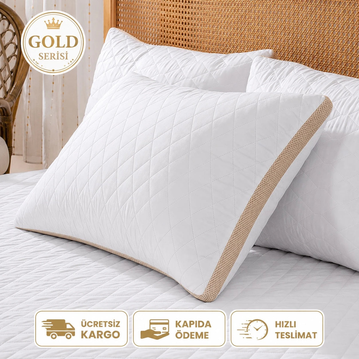 Extra Dolgun Gold Seri Klimalı Yastık AirSleep Pro Gold