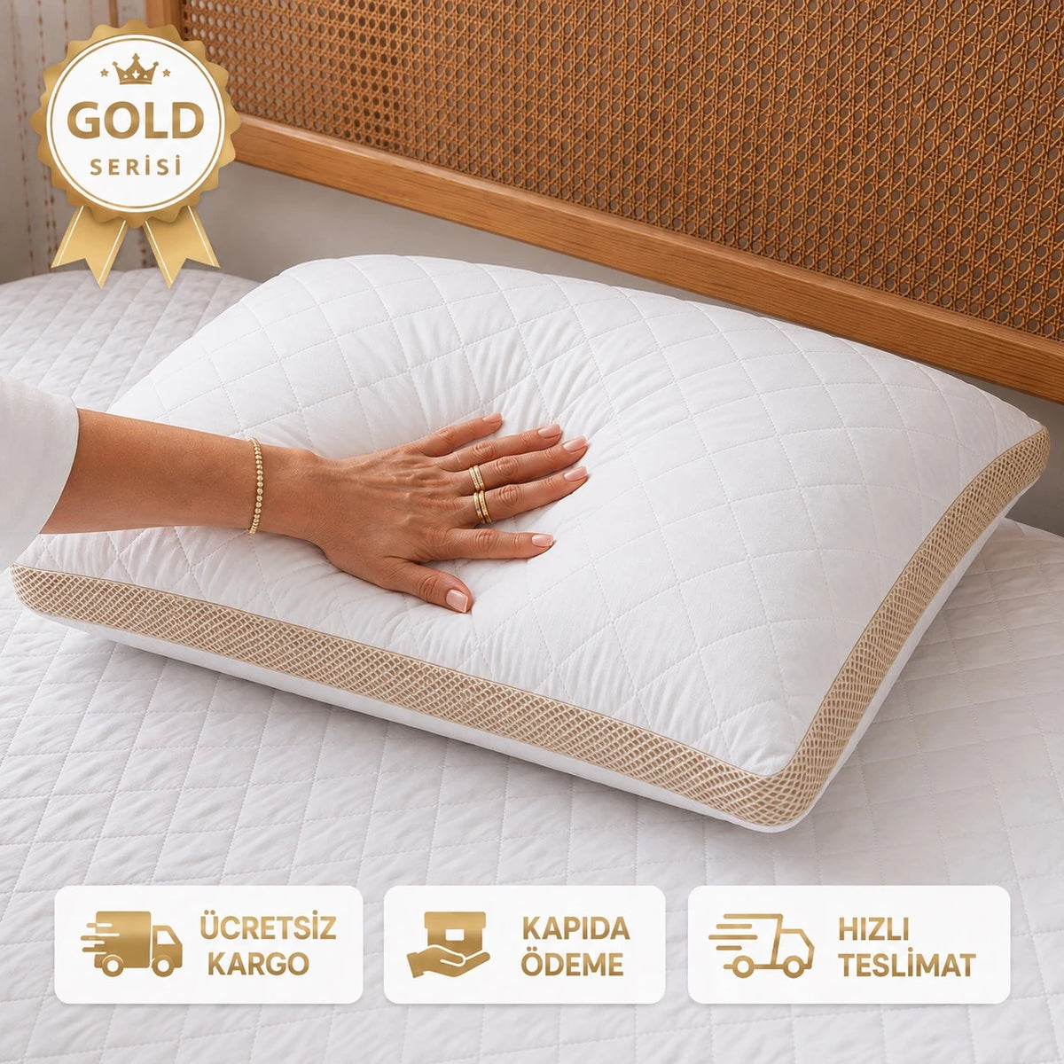 Extra Dolgun Gold Seri Klimalı Yastık AirSleep Pro Gold