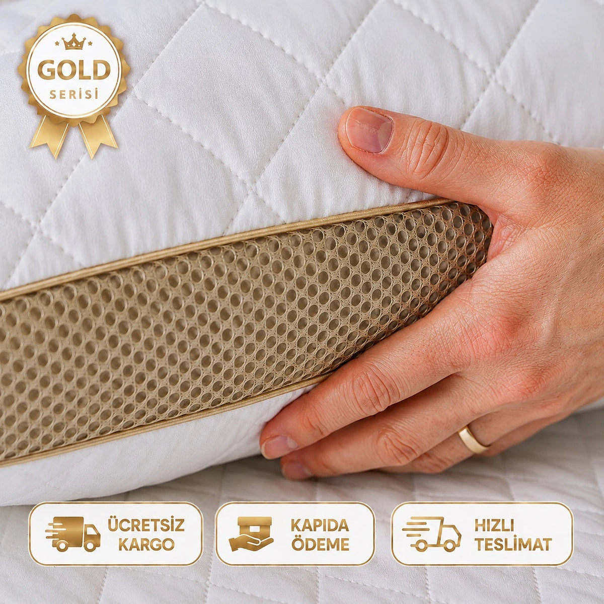 Extra Dolgun Gold Seri Klimalı Yastık AirSleep Pro Gold